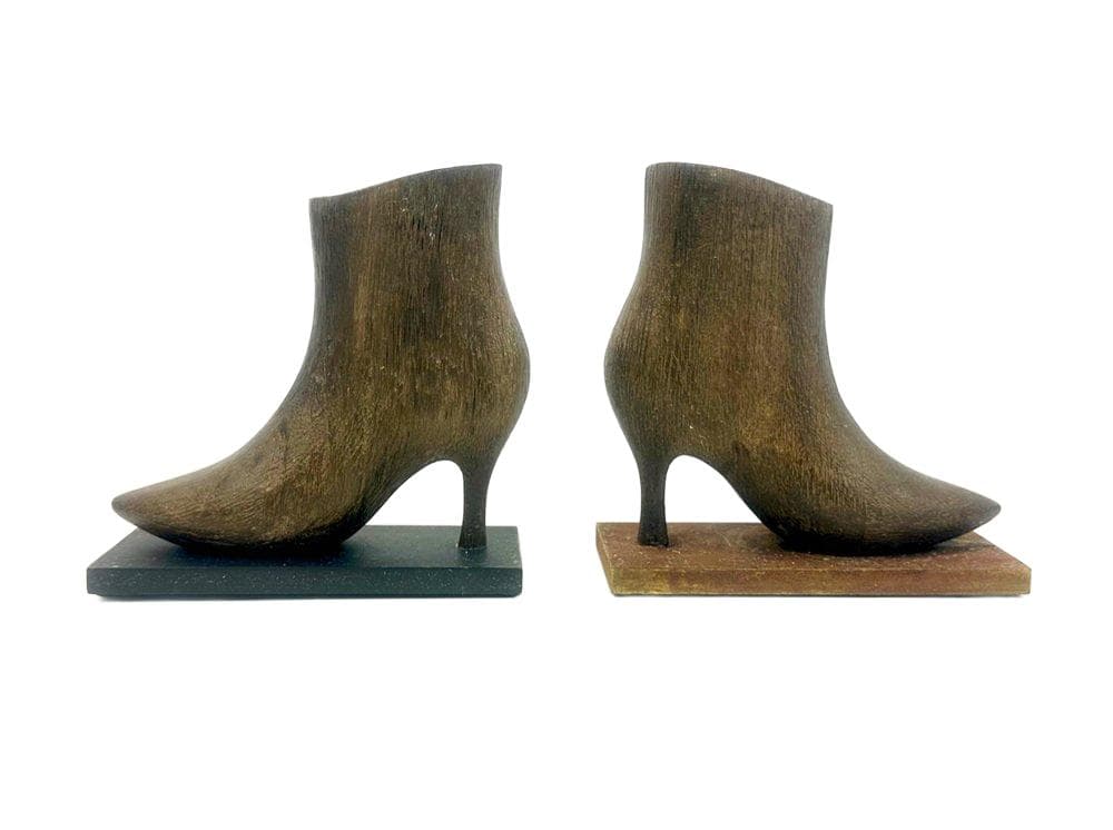 Para podpórek do książek, mid-century, brązowy, drewno, lata 60.