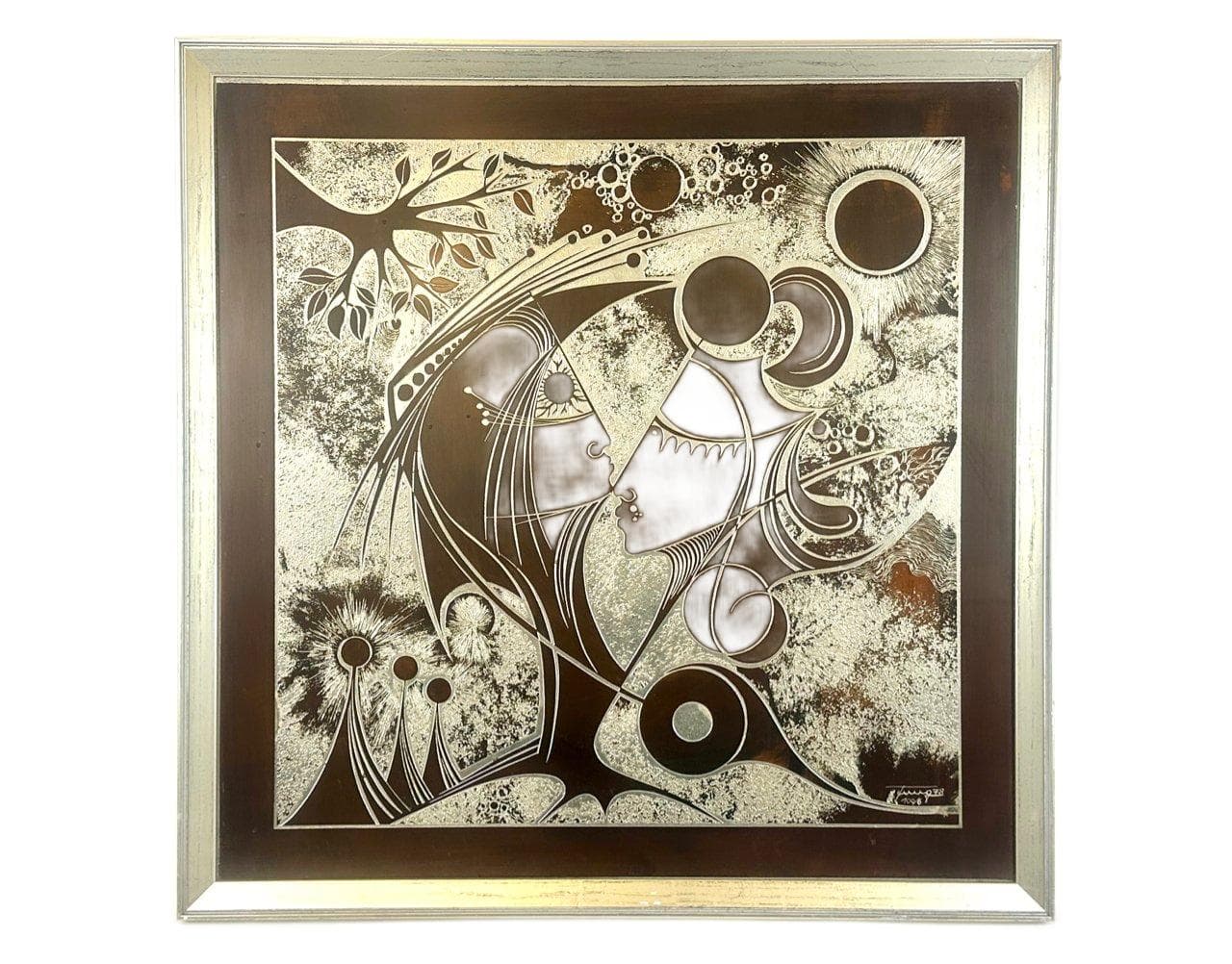 Panel dekoracyjny, figuratywny, srebrny, metal, Niemcy, lata 70. - 148364