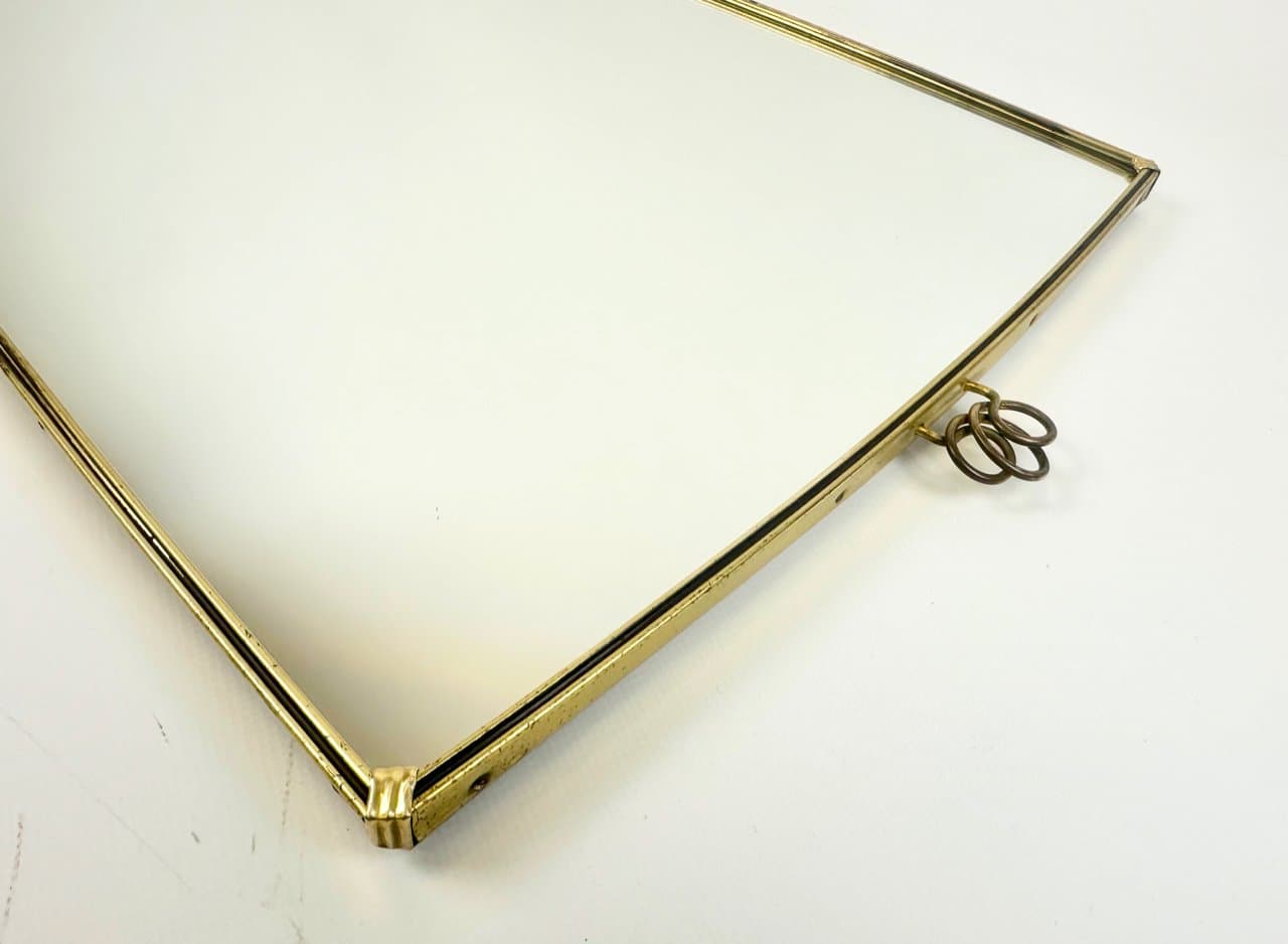 Lustro ścienne, złoty, aluminium mosiądz szkło, Niemcy, lata 50. - 150854