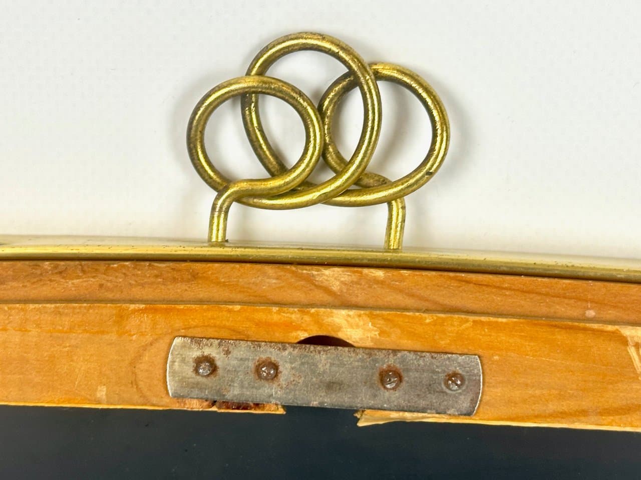 Lustro ścienne, złoty, aluminium mosiądz szkło, Niemcy, lata 50. - 150861