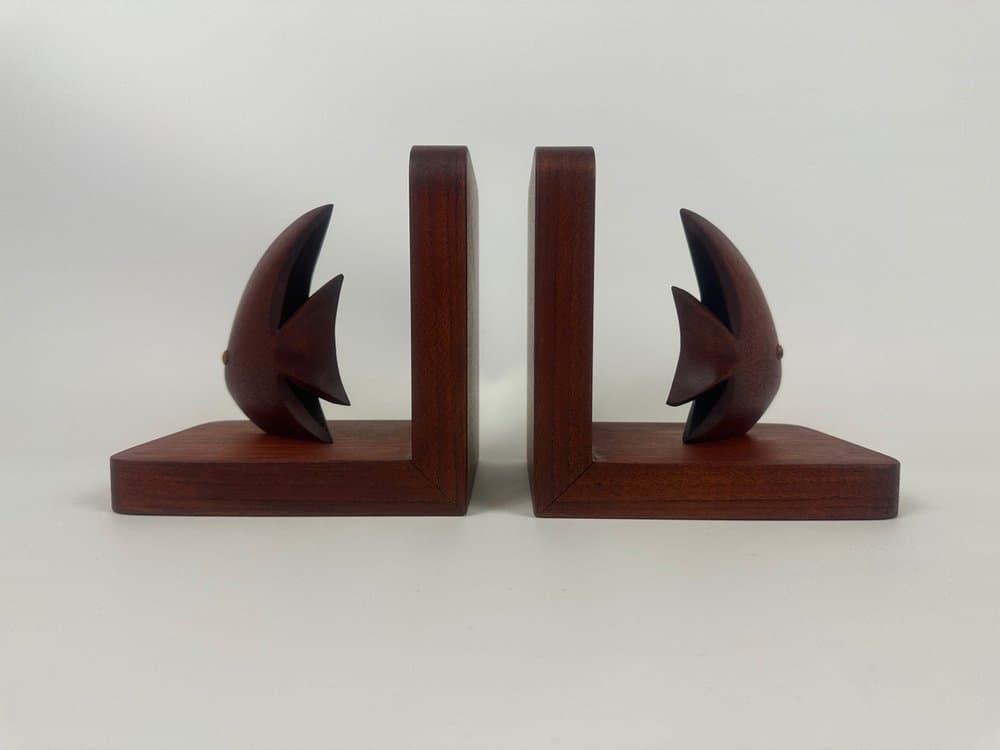 para podpórek na książki Scalar Fish, teak brąz ciemny, Dania, lata 60. - 150866