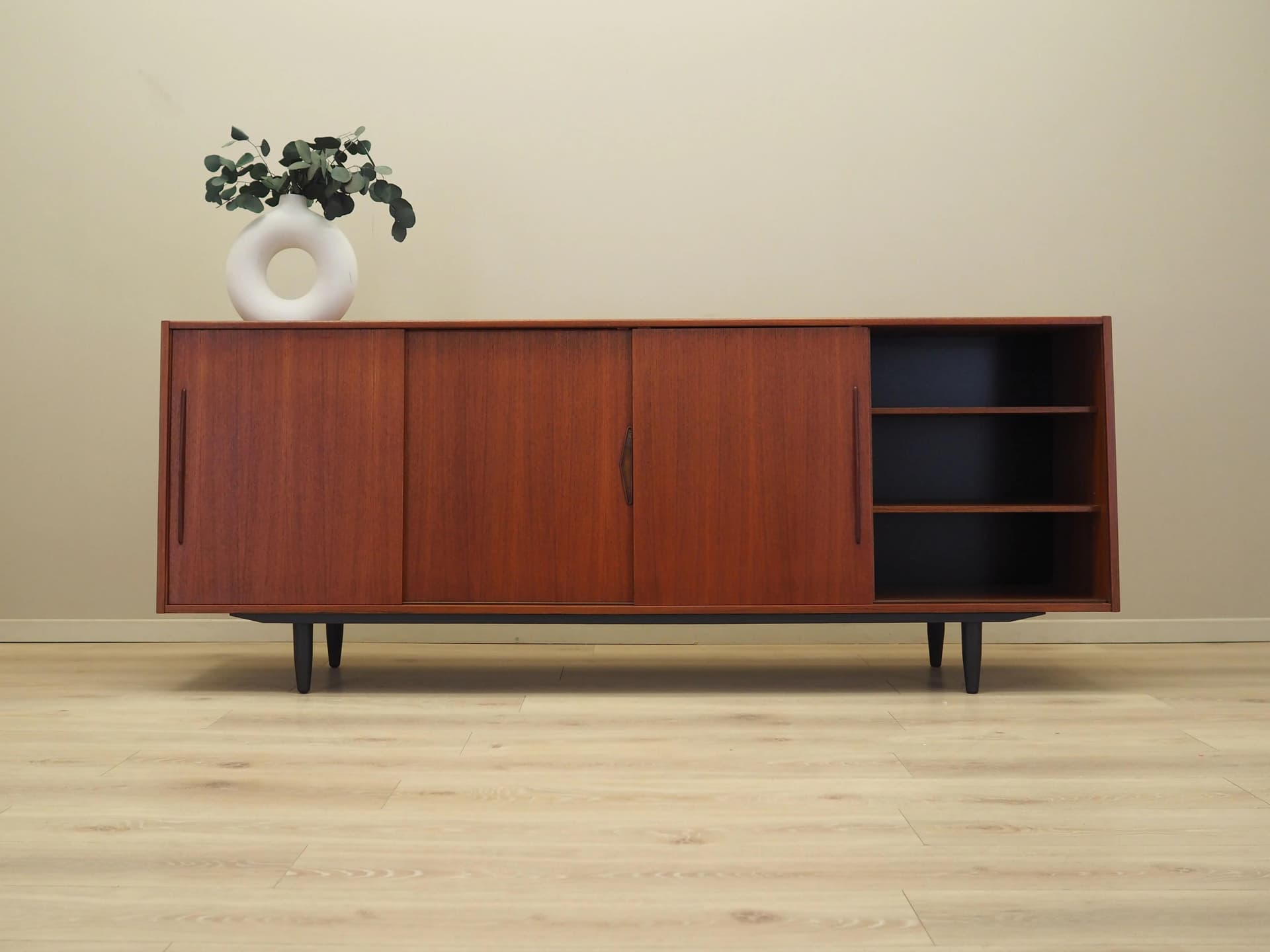Sideboard, orange teak, Denmark, 1970s - 9388