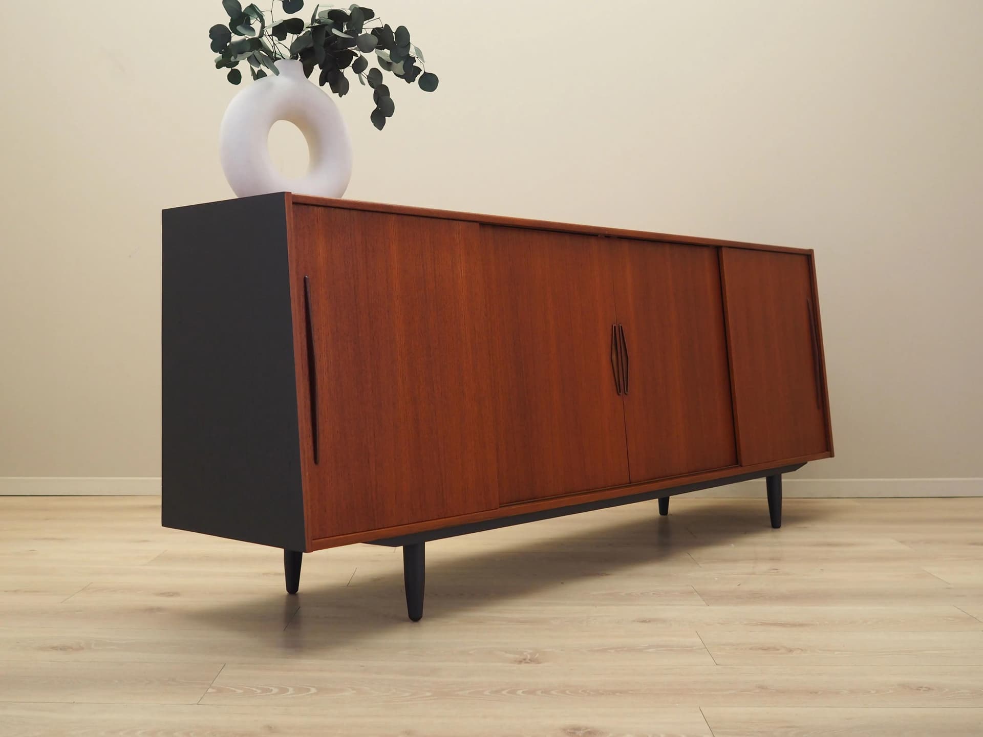 Sideboard, orange teak, Denmark, 1970s - 9391