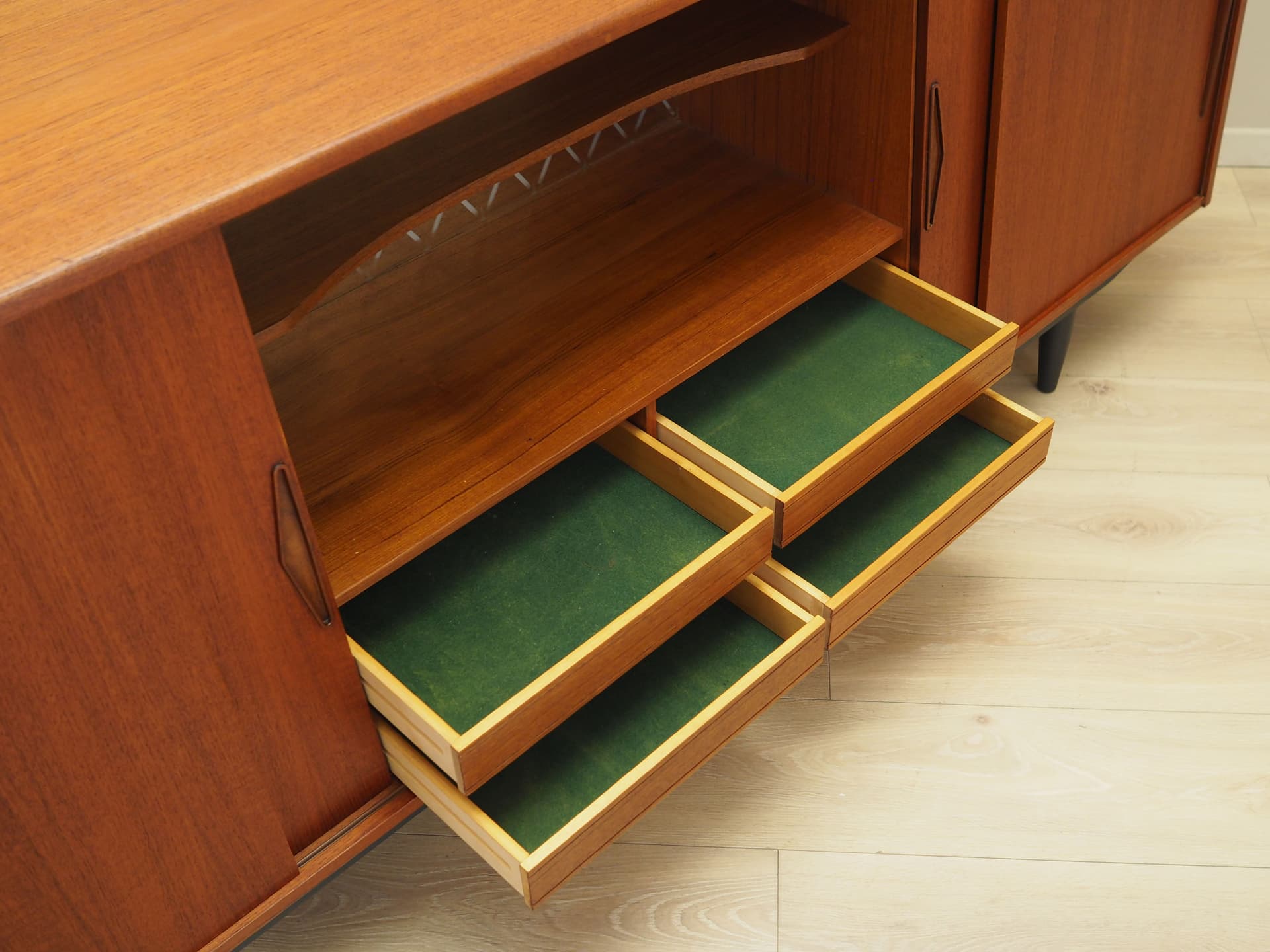 Sideboard, orange teak, Denmark, 1970s - 76350
