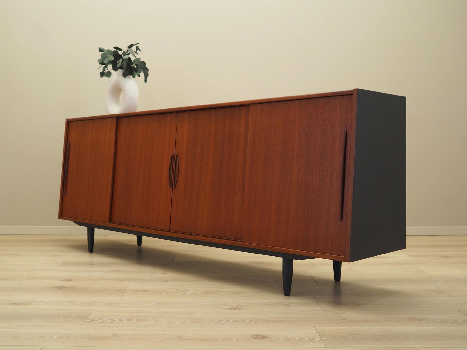 Sideboard, orange teak, Denmark, 1970s - 9389