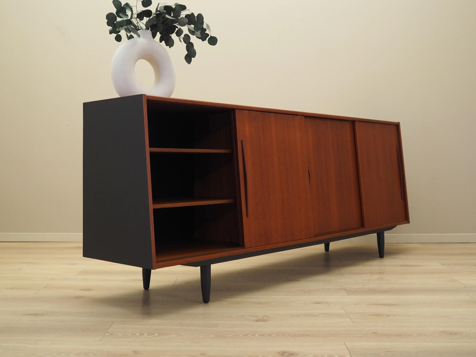 Sideboard, orange teak, Denmark, 1970s - 9392