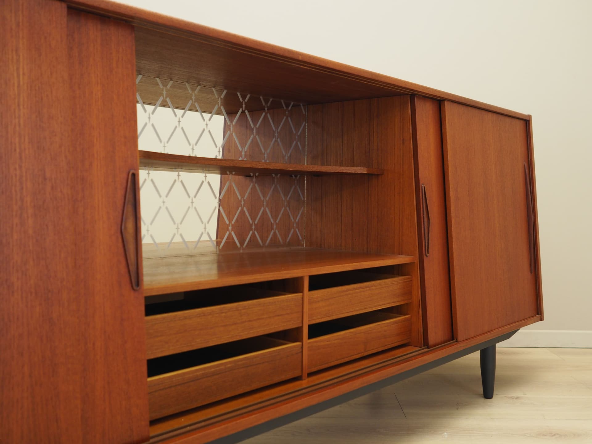 Sideboard, orange teak, Denmark, 1970s - 76351