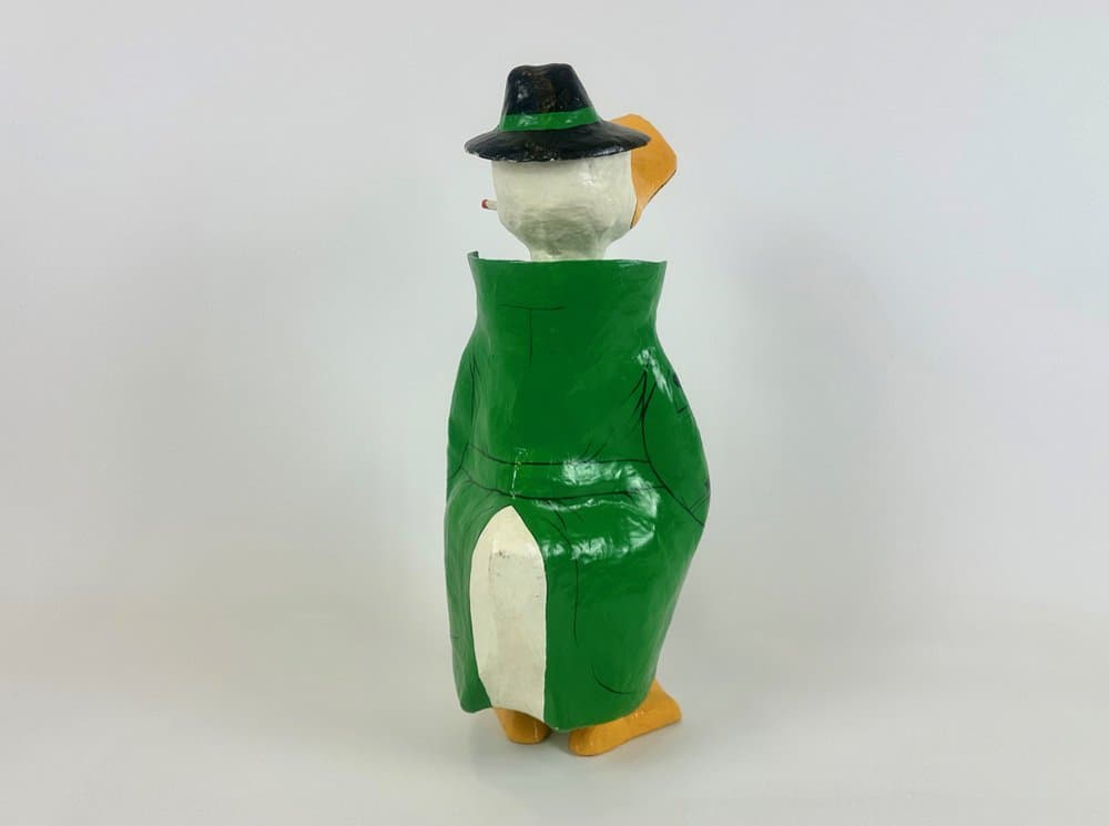 Figurka detektyw, zielony, papier mâché, Niemcy, lata 60. - 150882