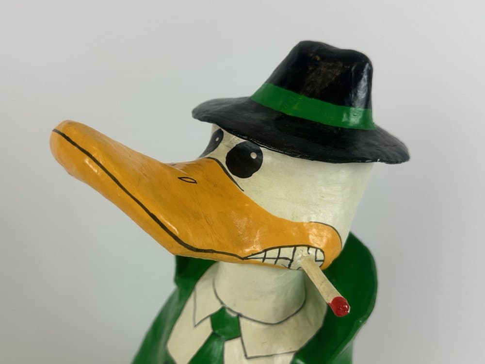 Figurka detektyw, zielony, papier mâché, Niemcy, lata 60. - 150884