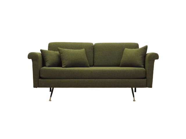 Sofa, green fabric, black metal, Italy, 1960s. - DIMENSION