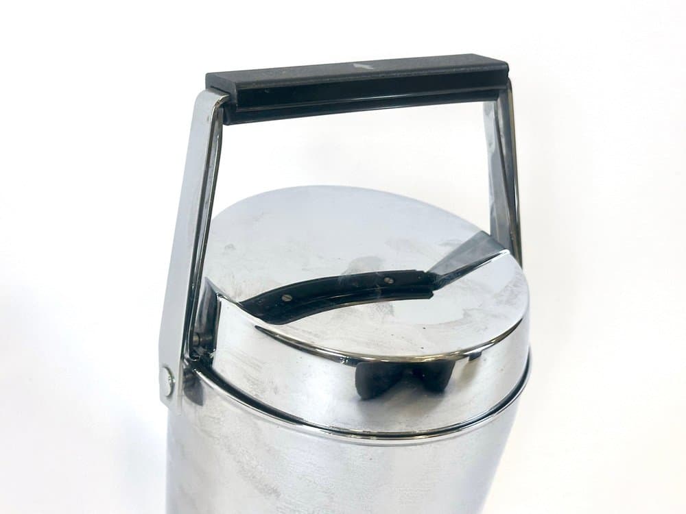 Wiaderko na lód, stal srebrna, plastik czarny, Niemcy, lata 70. - 150977