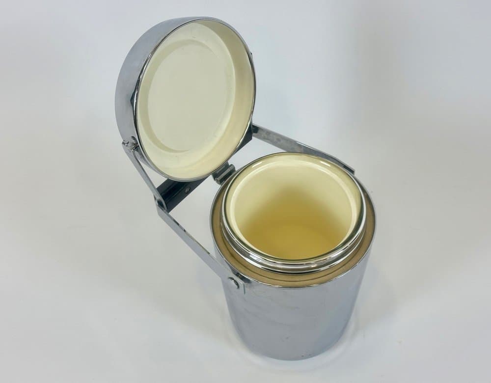 Wiaderko na lód, stal srebrna, plastik czarny, Niemcy, lata 70. - 150982