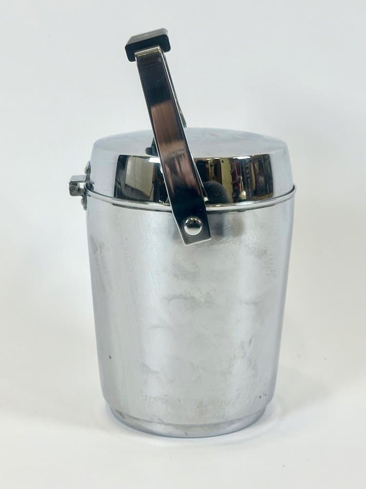 Wiaderko na lód, stal srebrna, plastik czarny, Niemcy, lata 70. - 150976