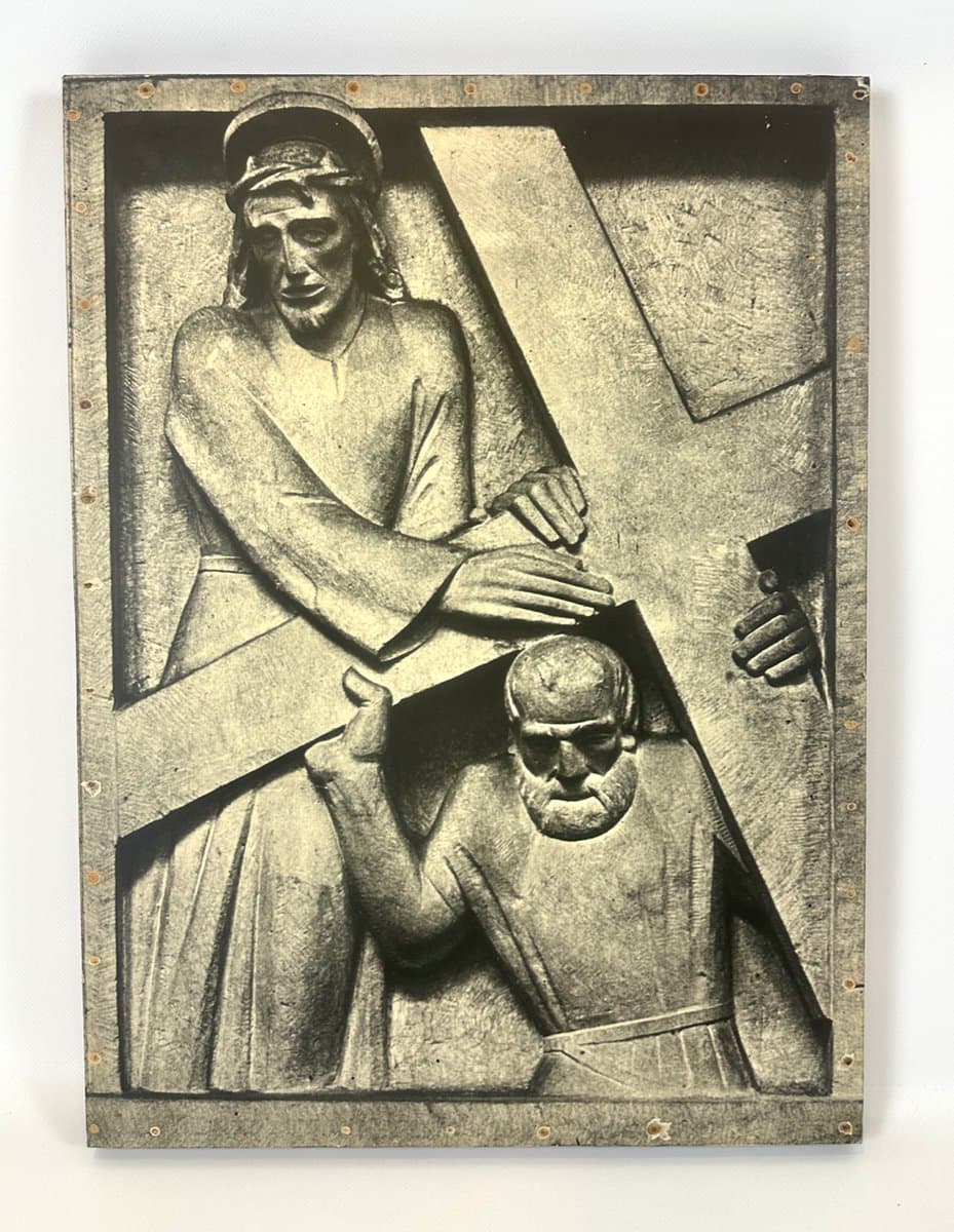Komplet trzech plansz Droga Krzyżowa Brutalist, czarny, kość słoniowa, papier, sklejka, Niemcy, lata 60. - 150985
