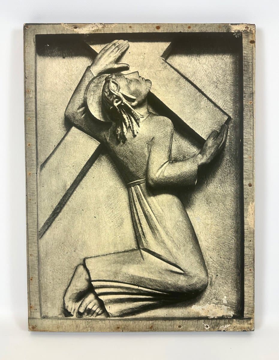 Komplet trzech plansz Droga Krzyżowa Brutalist, czarny, kość słoniowa, papier, sklejka, Niemcy, lata 60. - 150986