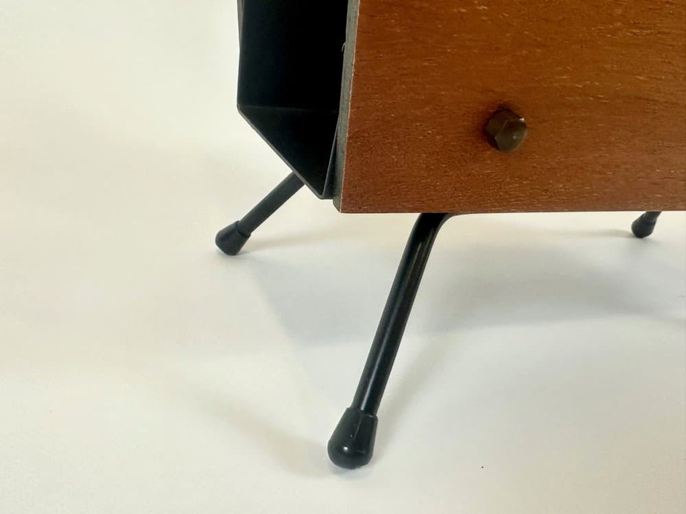 Magazine rack, brown teak, black metal, Denmark, 1960s. - 151029