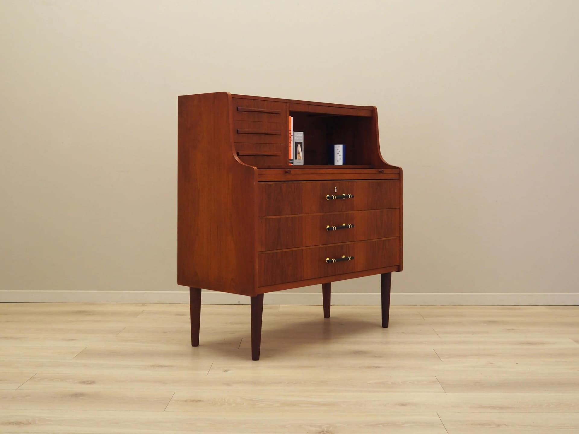 Secretary Desk, brown teak, Denmark, 1970s - 9373