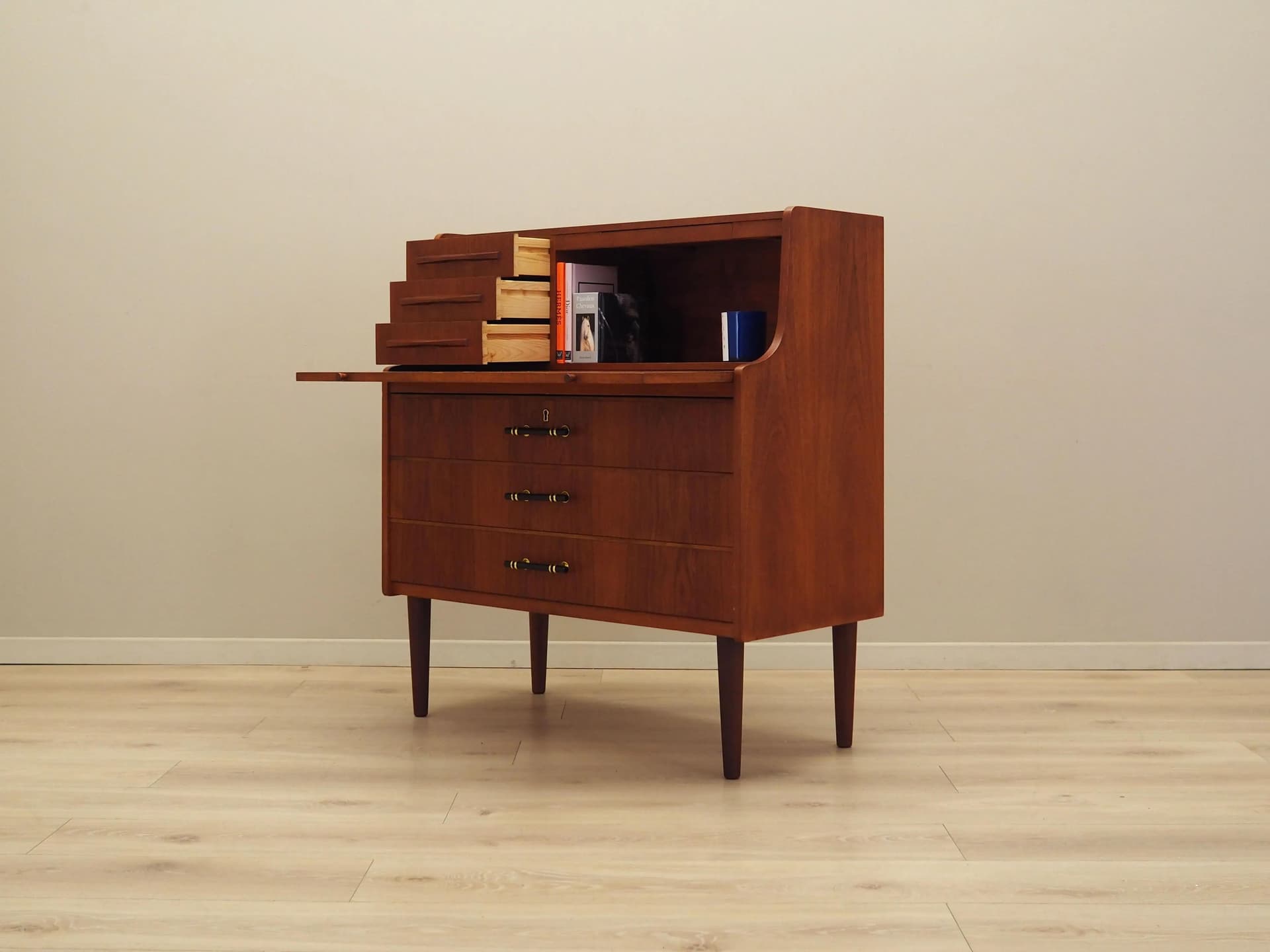 Secretary Desk, brown teak, Denmark, 1970s - 9372