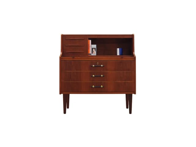 Secretary Desk, brown teak, Denmark, 1970s - DIMENSION