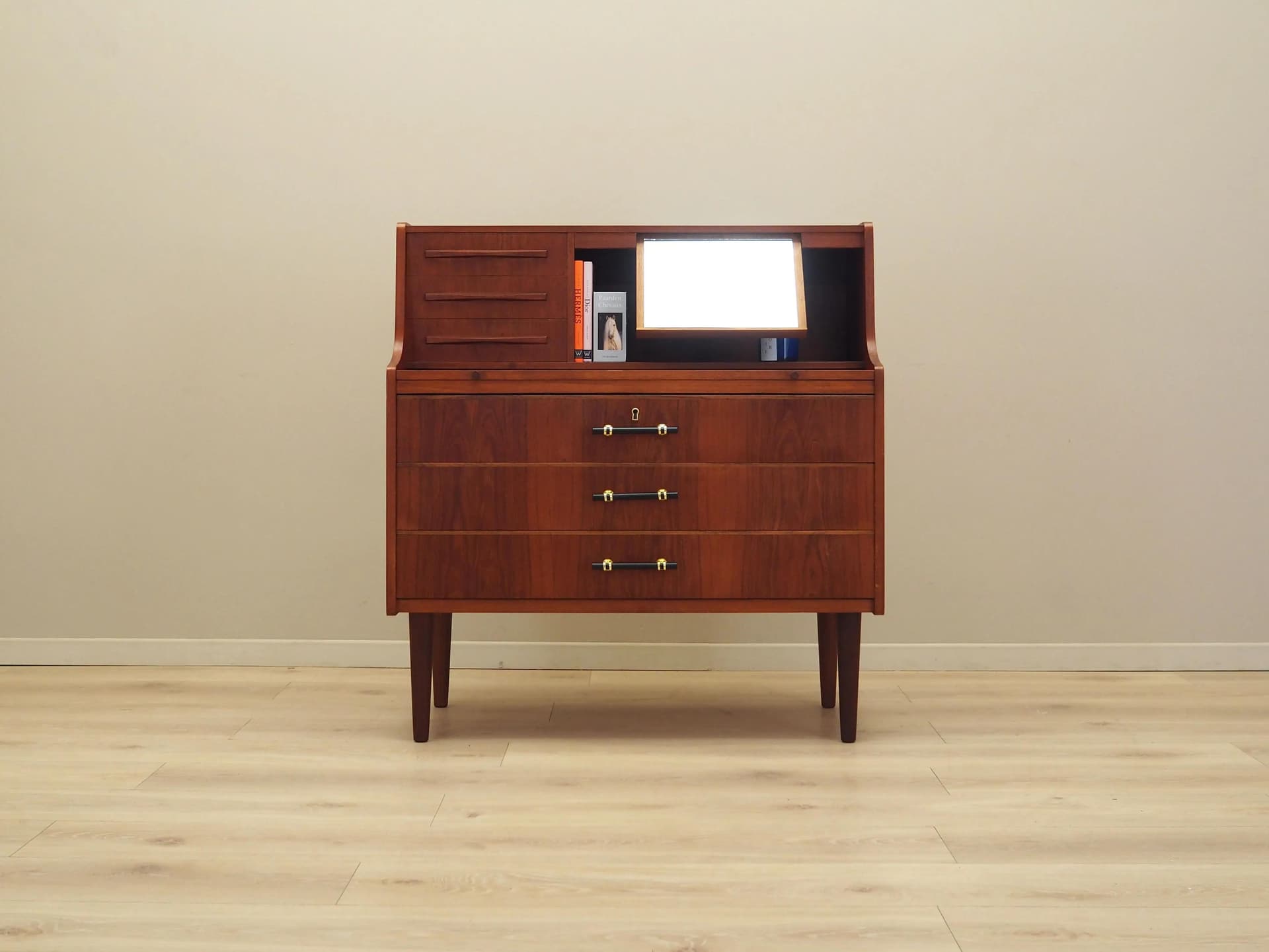 Secretary Desk, brown teak, Denmark, 1970s - 9370