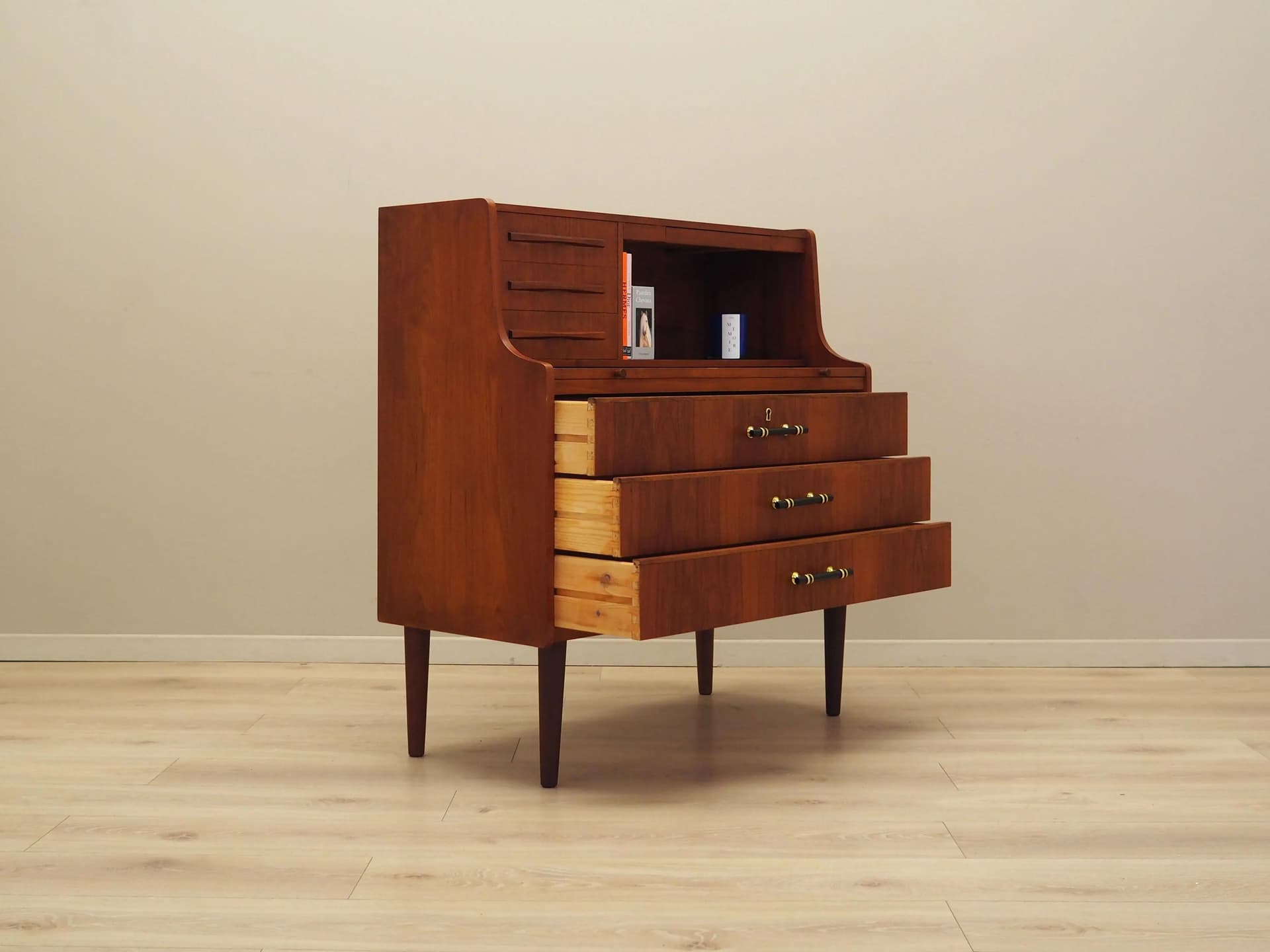 Secretary Desk, brown teak, Denmark, 1970s - 9374