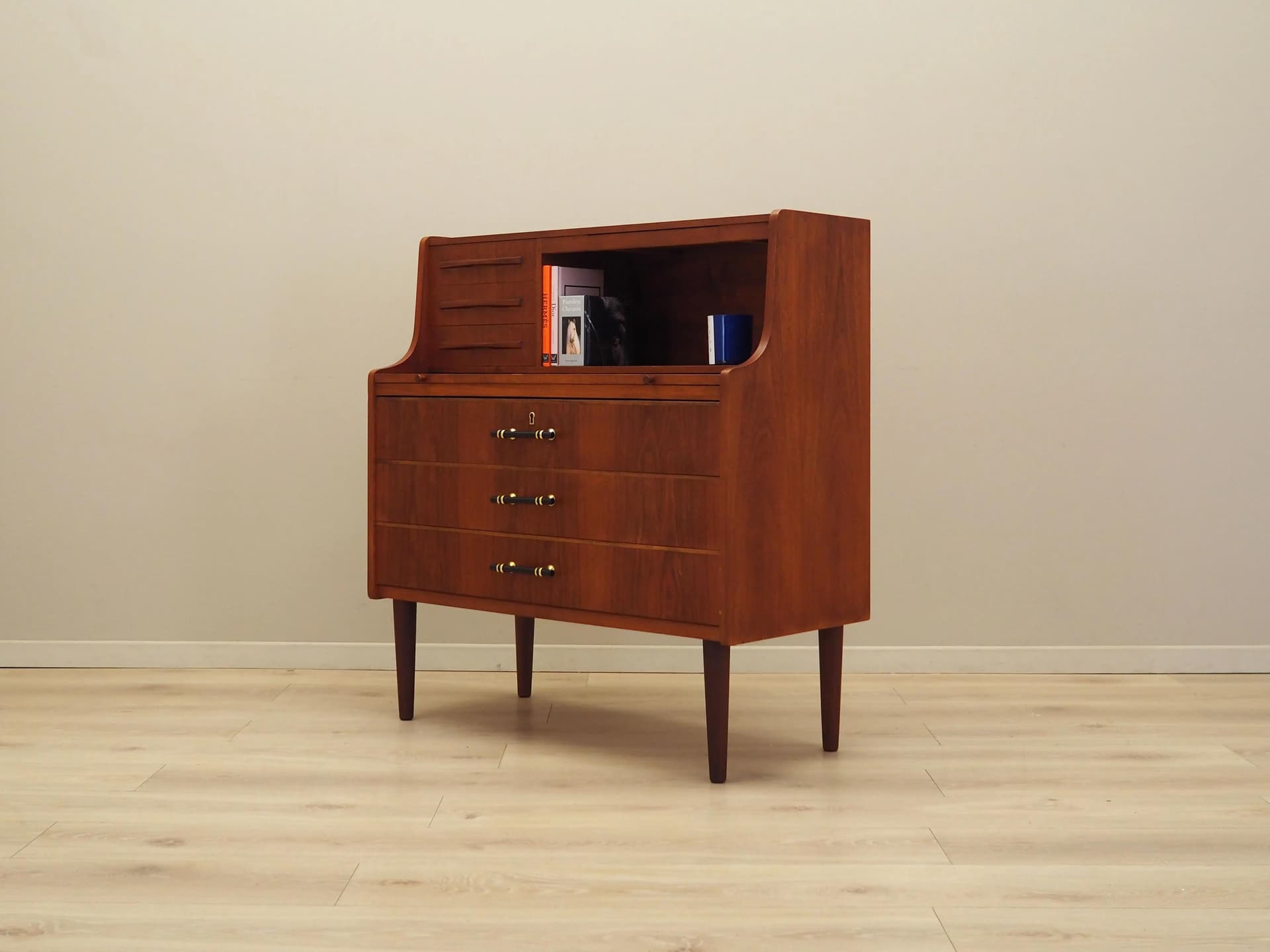 Secretary Desk, brown teak, Denmark, 1970s - 9371