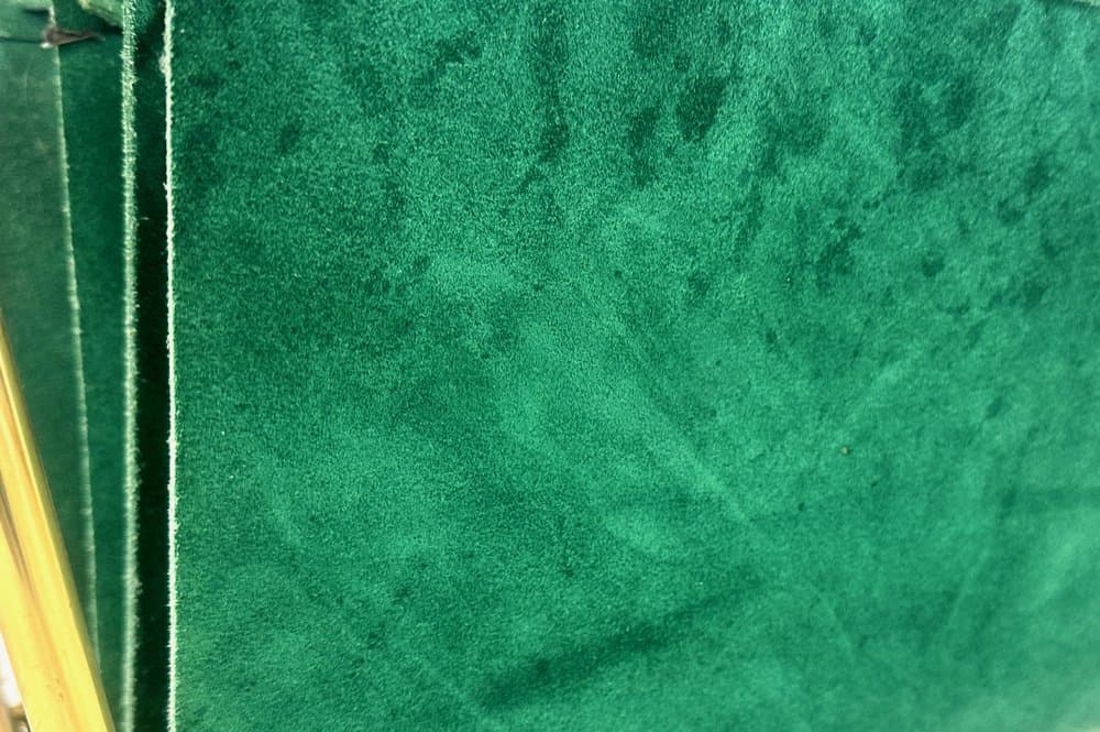 Magazine rack trolley, green leather, brass, Germany, 1950s - 151051