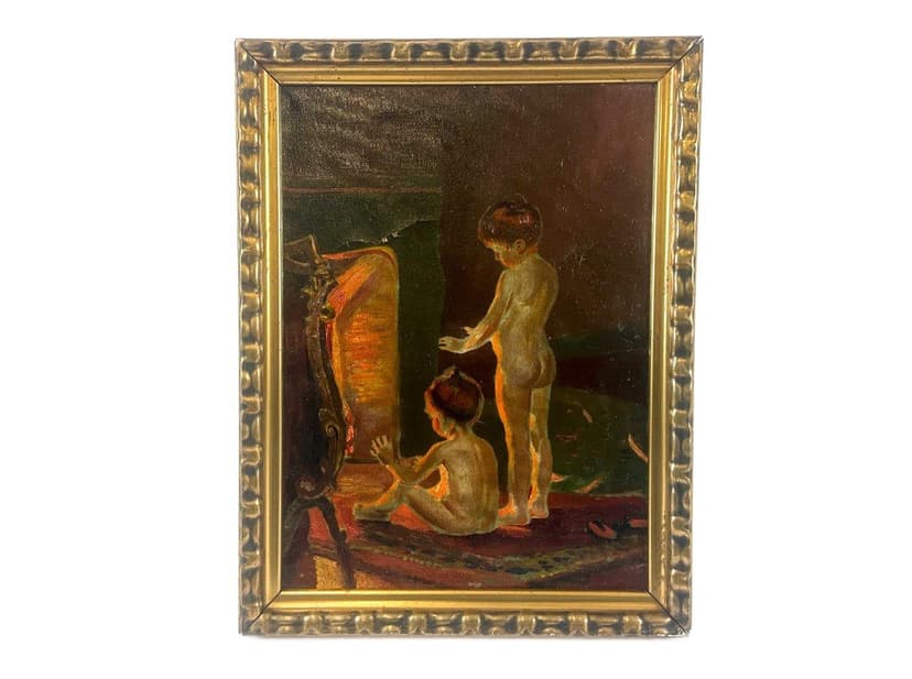 Painting After the Bath, after Paul Peel, multicolor, oil on canvas, early 20th c.