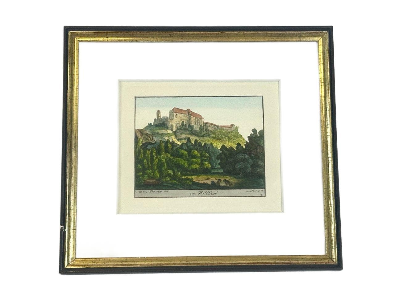 Etching Todenwarth, Im Helltal, multicolor, by K. Horny after C. Wolff, Germany, 19th c.