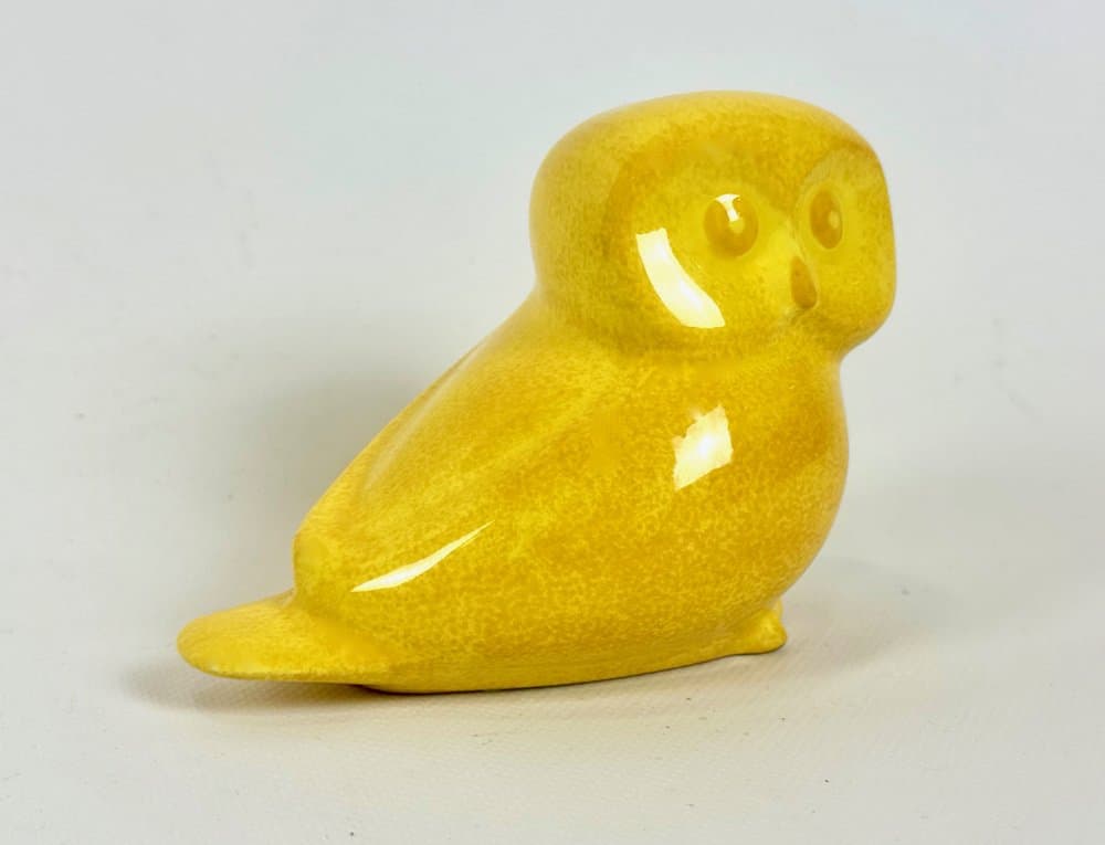Figurka sowa, żółty, porcelana, Niemcy, lata 70. - 151148