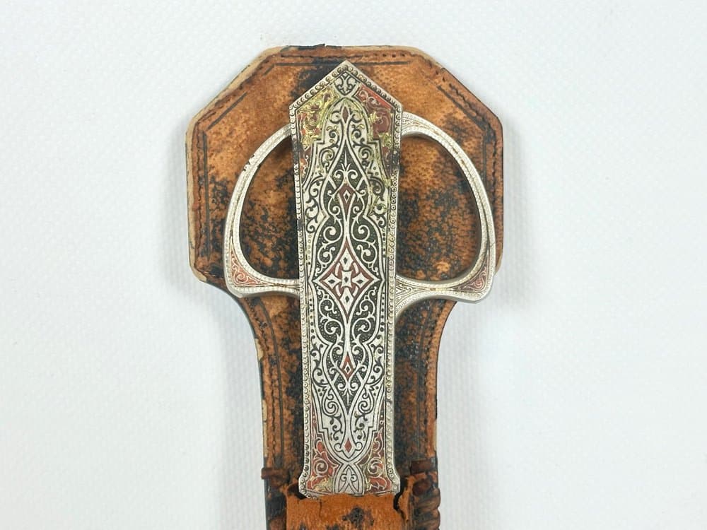 Zestaw biurkowy secesyjny, brązowy, skóra naturalna, stal, złocenie, Niemcy, lata 10. - 151150