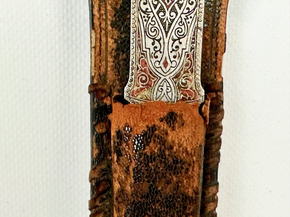 Zestaw biurkowy secesyjny, brązowy, skóra naturalna, stal, złocenie, Niemcy, lata 10. - 151153