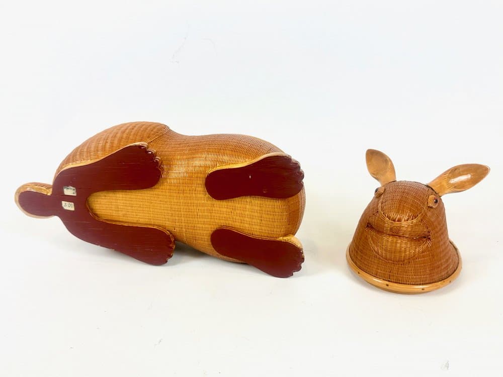 Pudełko Shanghai Zhejiang Handicrafts Collection, brązowy jasny, rattan, drewno, Chiny, lata 50. - 151176