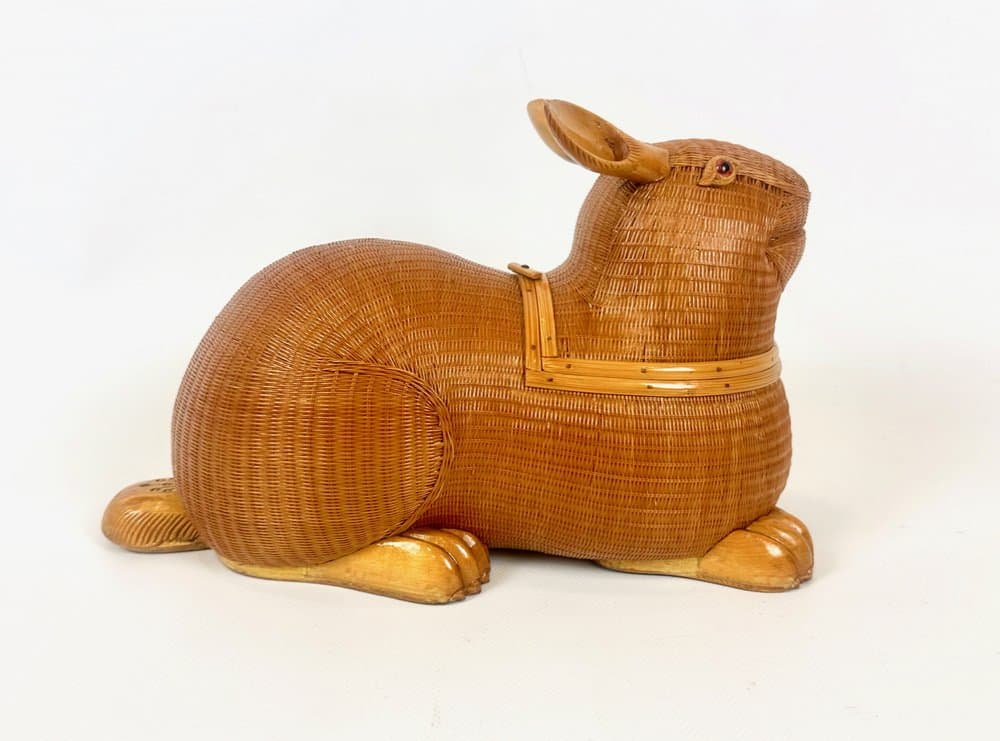 Pudełko Shanghai Zhejiang Handicrafts Collection, brązowy jasny, rattan, drewno, Chiny, lata 50. - 151169