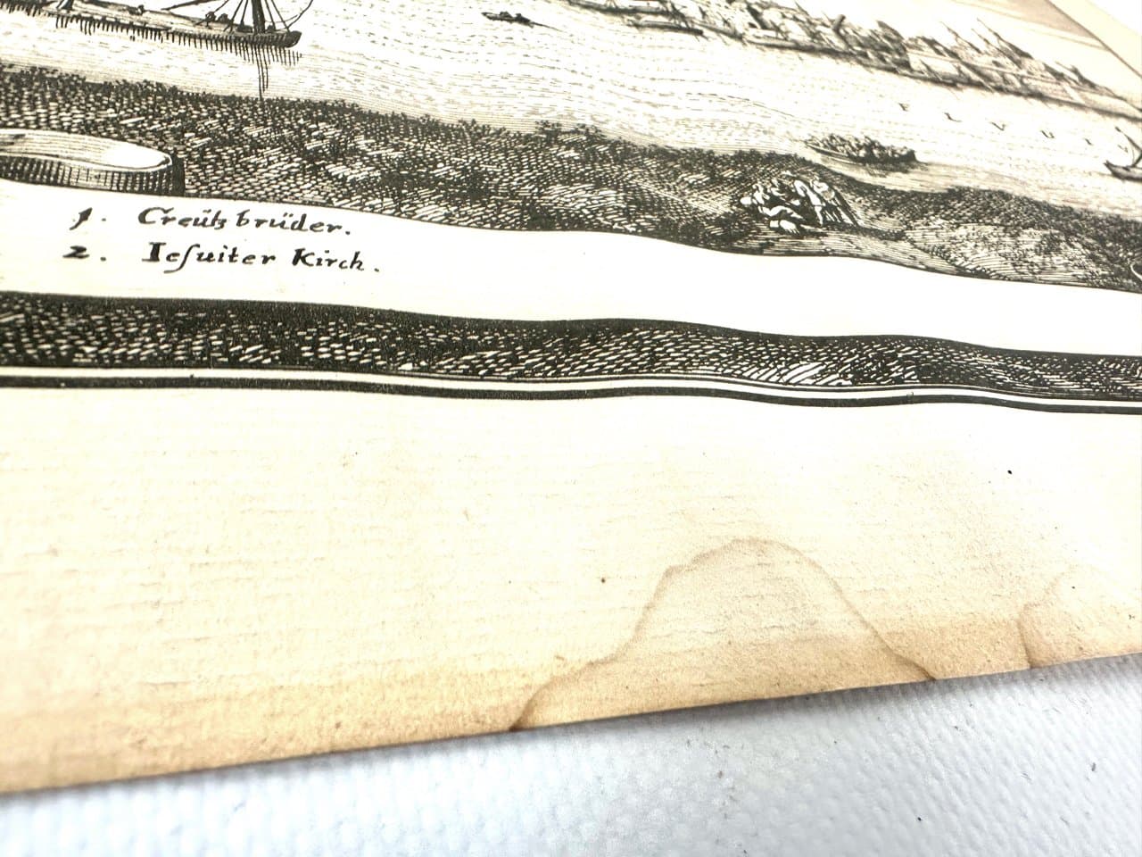 Print Düsseldorf from Topographia Germanie, ivory, by M. Merian, Germany, 17th century - 151211