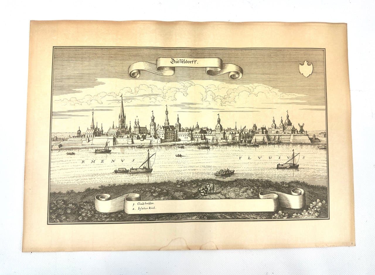 Print Düsseldorf from Topographia Germanie, ivory, by M. Merian, Germany, 17th century - 151207