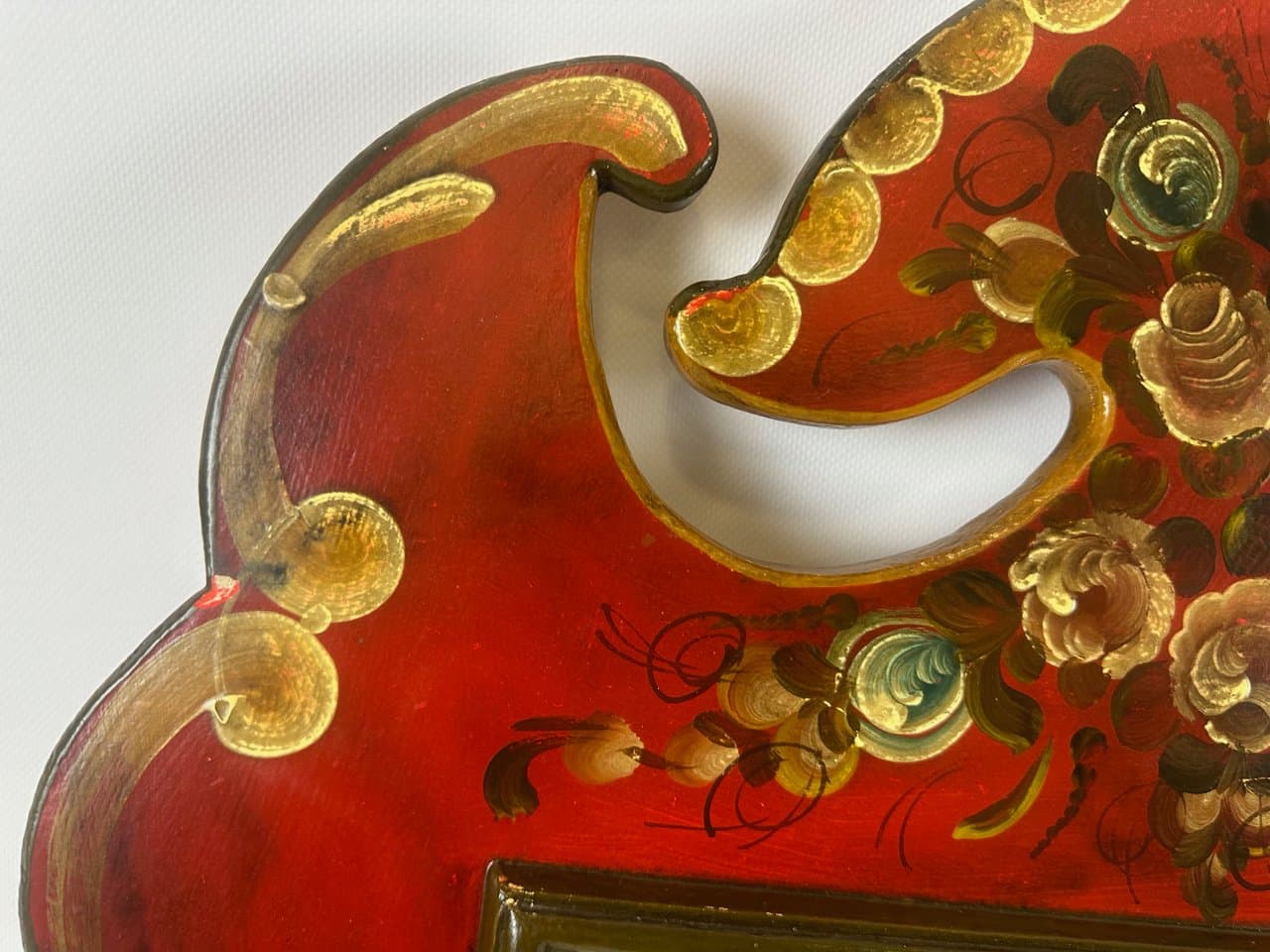 Lustro ścienne Folk Art, czerwony, szkło, drewno, Austria, lata 70. - 151222