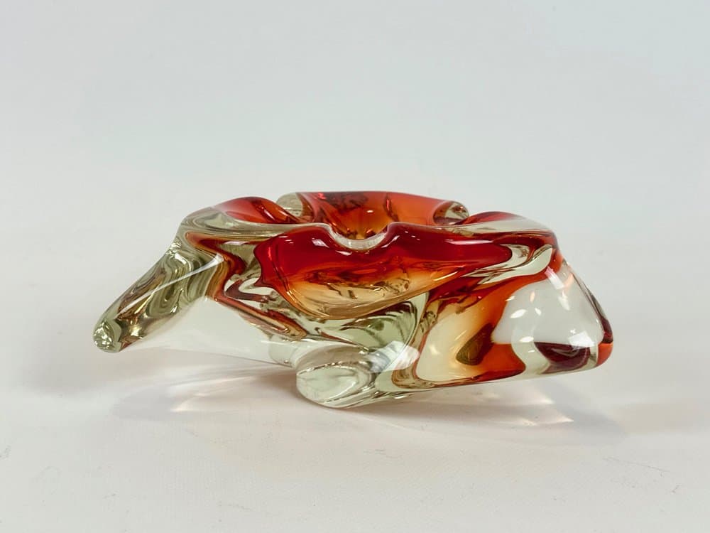 Popielniczka Murano, czerwona, szkło, Włochy, lata 60. - 151259