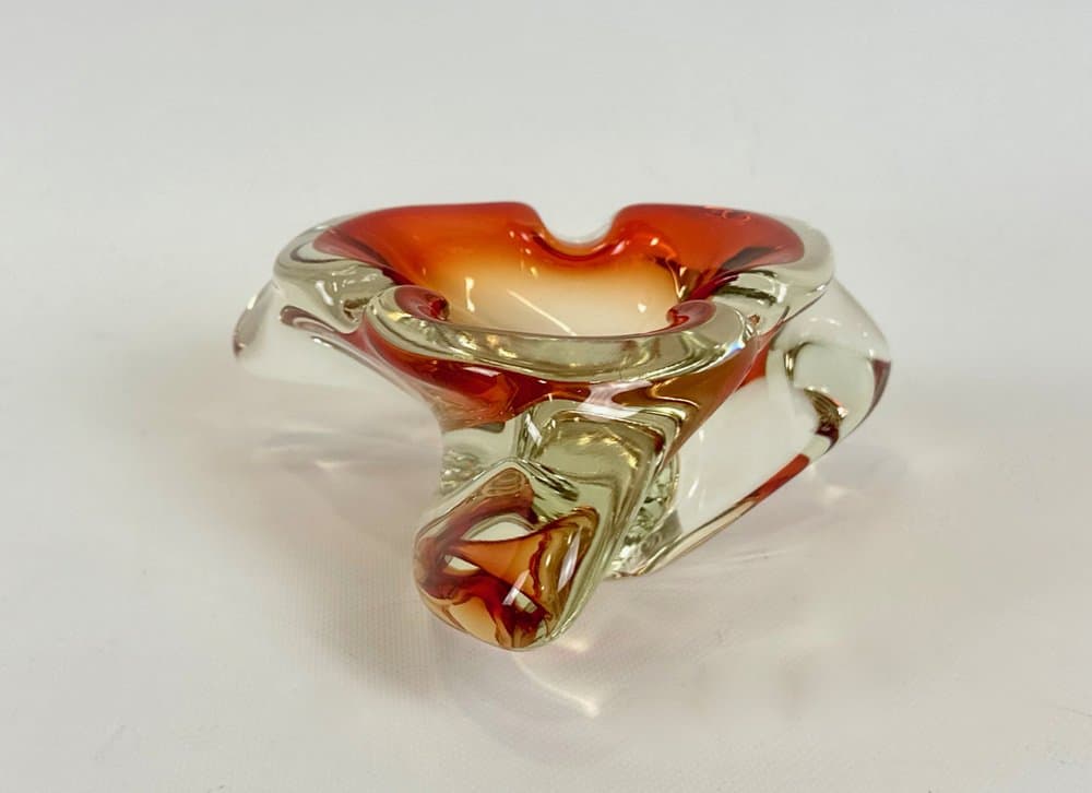 Popielniczka Murano, czerwona, szkło, Włochy, lata 60. - 151256