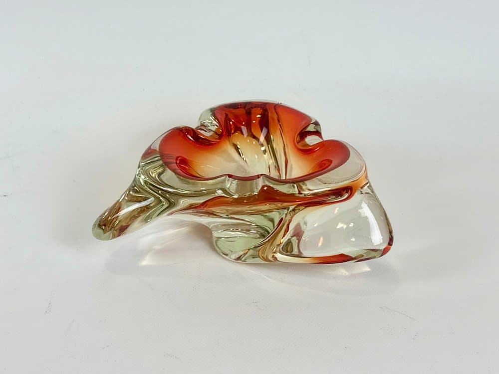 Popielniczka Murano, czerwona, szkło, Włochy, lata 60. - 151260