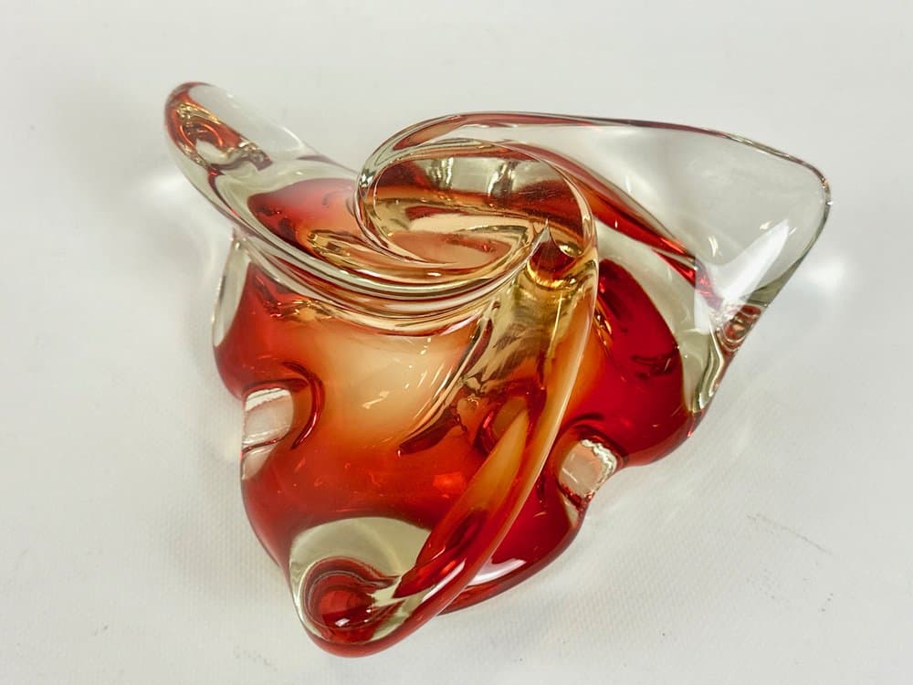 Popielniczka Murano, czerwona, szkło, Włochy, lata 60. - 151257