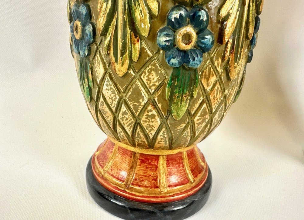 Para wazonów neoklasycystycznych, złoty, drewno, Luksemburg, lata 80. - 151267