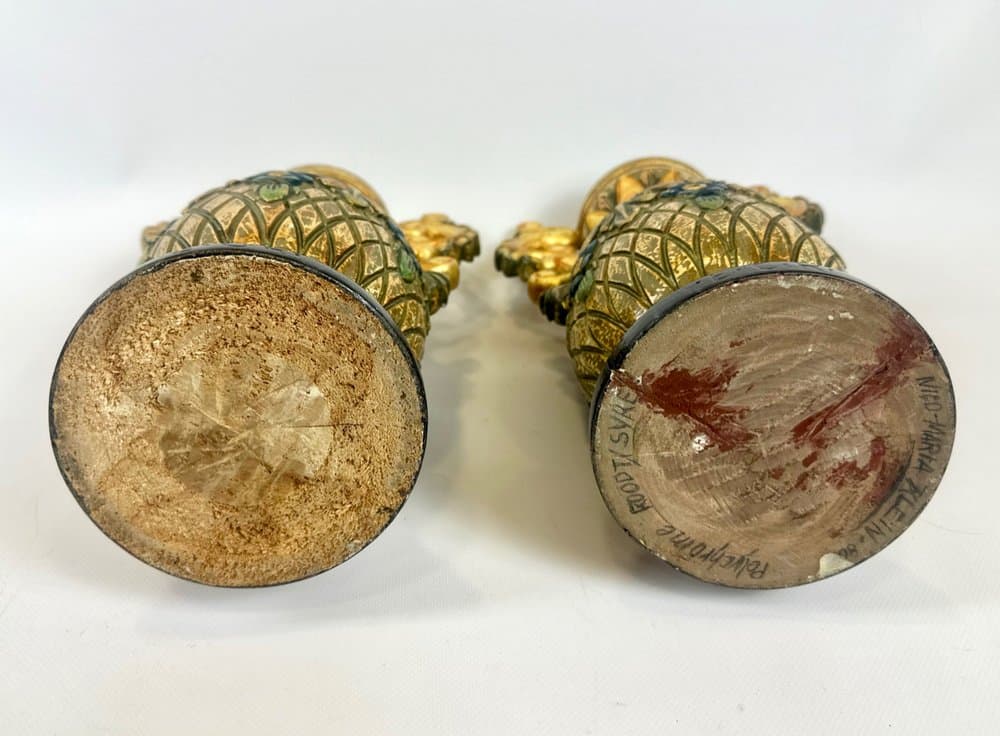 Para wazonów neoklasycystycznych, złoty, drewno, Luksemburg, lata 80. - 151270