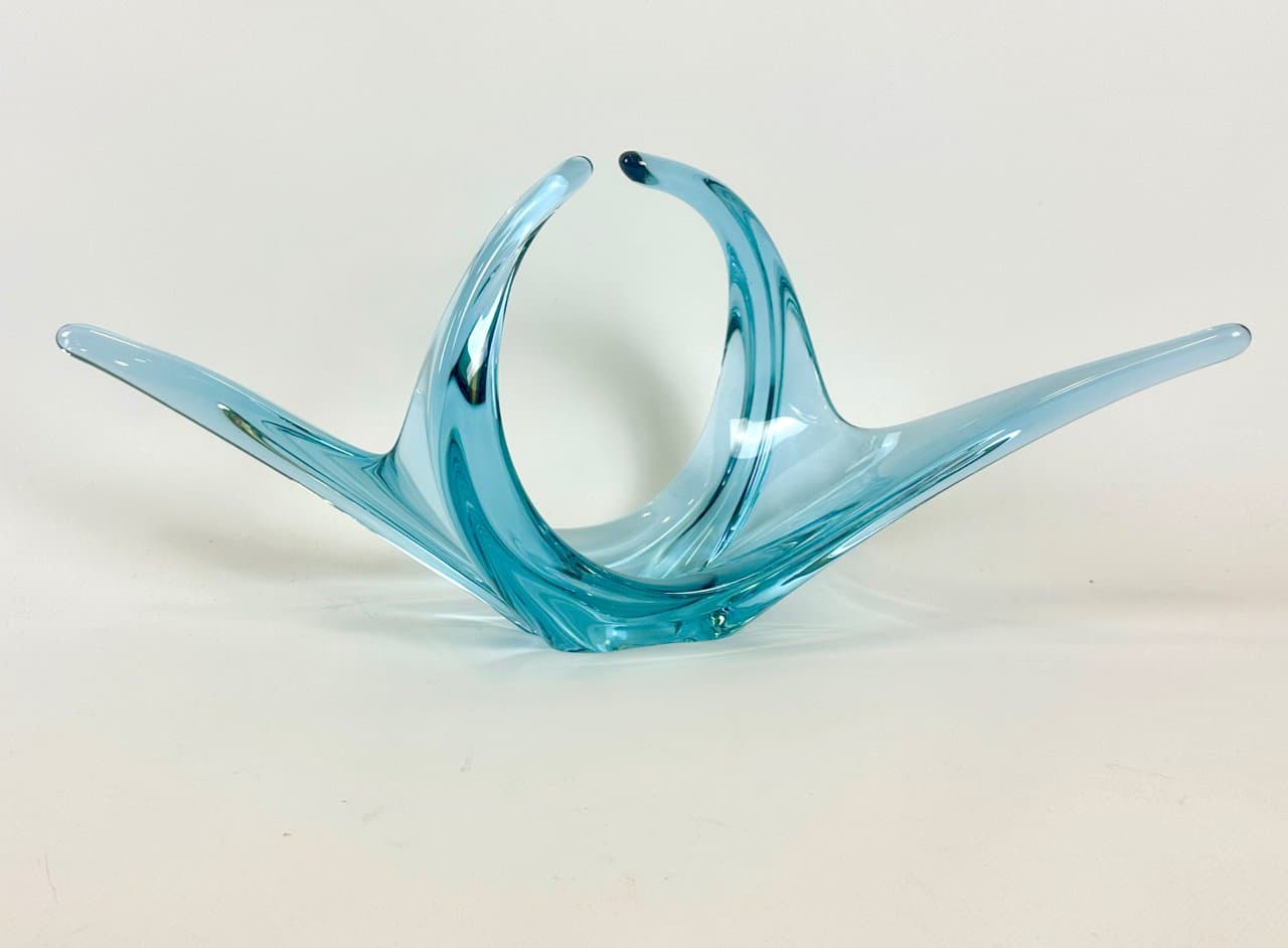 Art glass bowl Murano, turquoise glass, Italy, 1960s. - 151297
