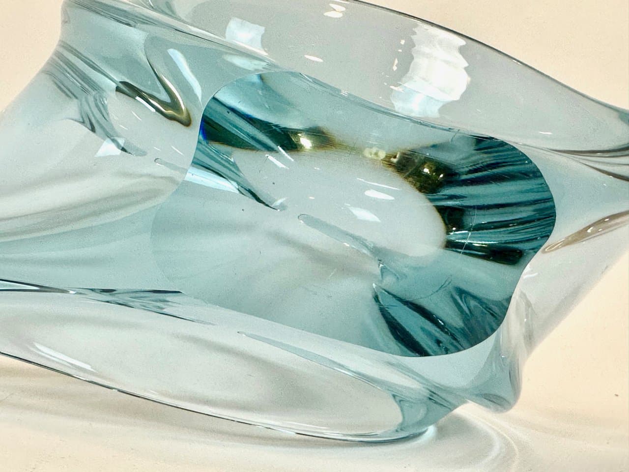 Art glass bowl Murano, turquoise glass, Italy, 1960s. - 151294