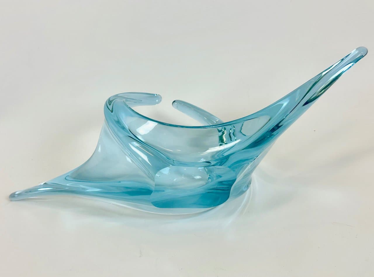 Art glass bowl Murano, turquoise glass, Italy, 1960s. - 151290