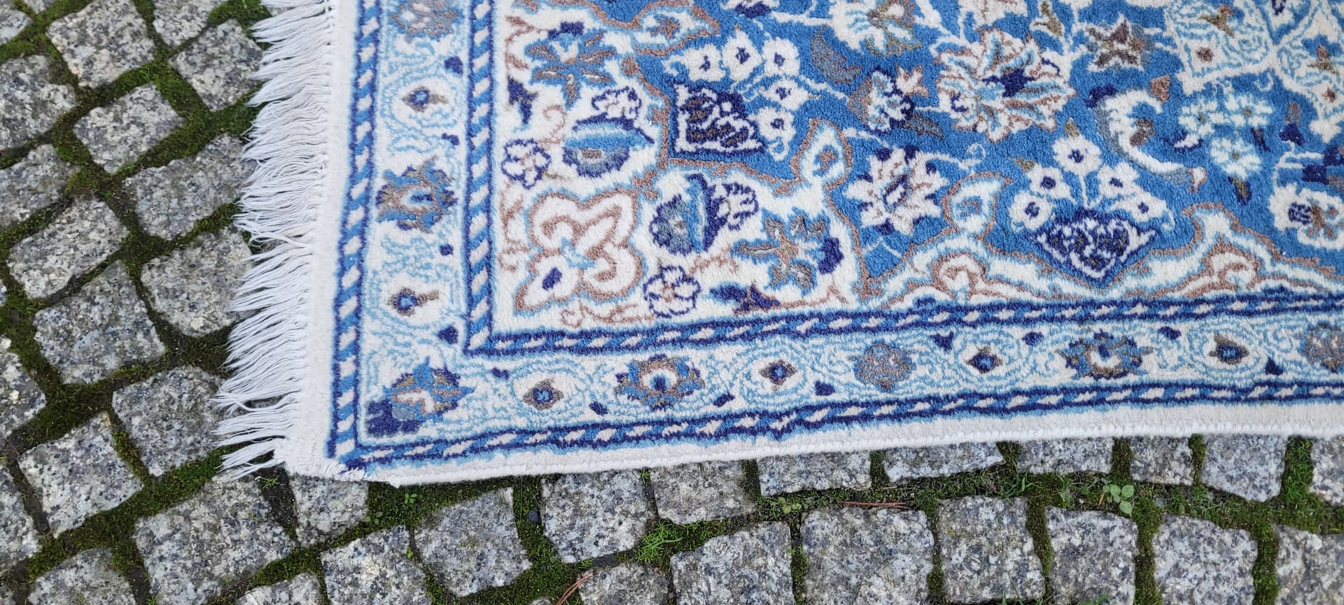 Rug Nain 140x90 cm, blue, wool silk, Iran - 134644