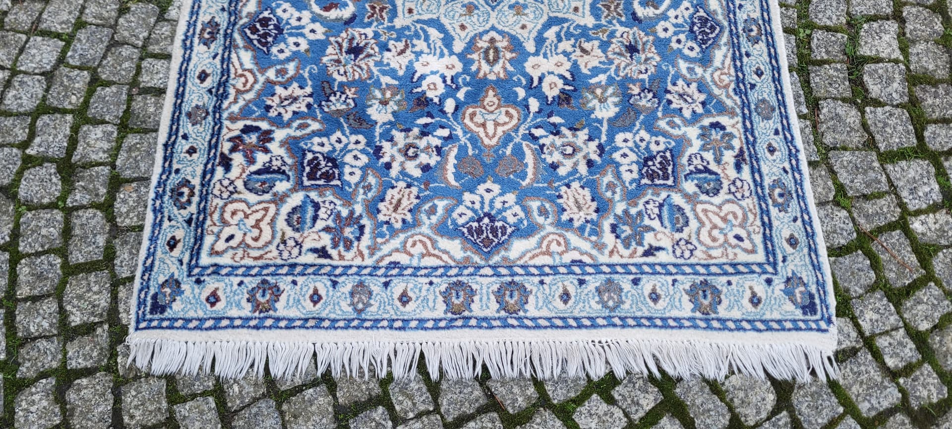 Rug Nain 140x90 cm, blue, wool silk, Iran - 134639