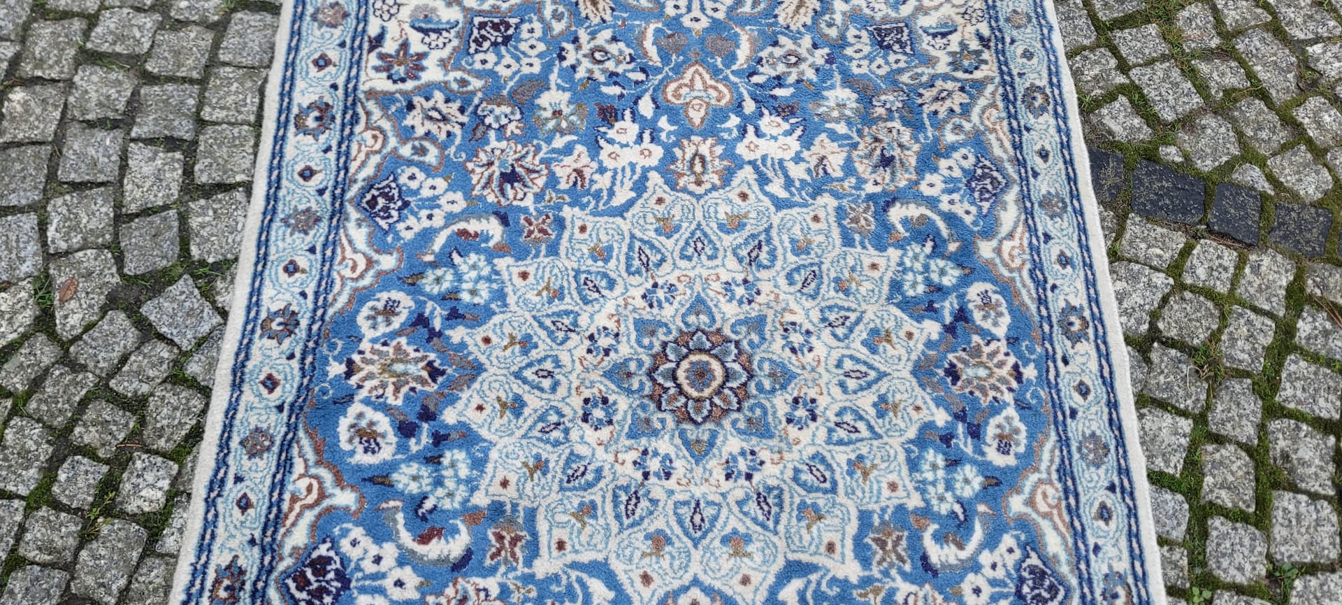 Rug Nain 140x90 cm, blue, wool silk, Iran - 134640