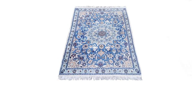 Rug Nain 140x90 cm, blue, wool silk, Iran - DIMENSION